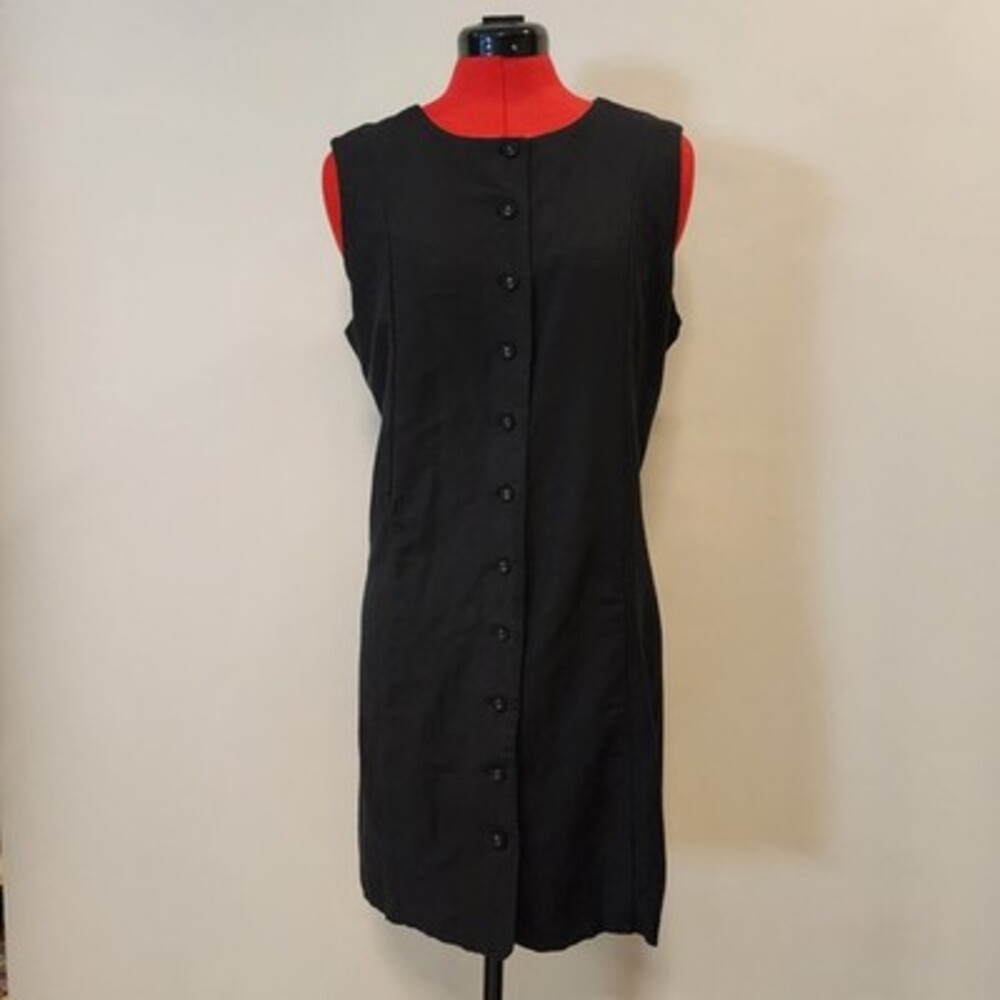 Sincerely Jules Black Sleeveless Linen Blend Button Front Mini Dress Size L